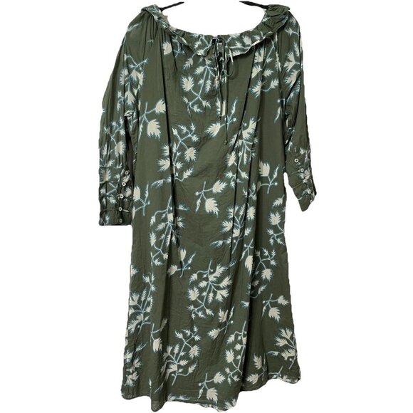 Mirth Midi Dress Womens S Vienna High Neck Fig Leaf Sage Green Cream Floral - Picture 2 of 12